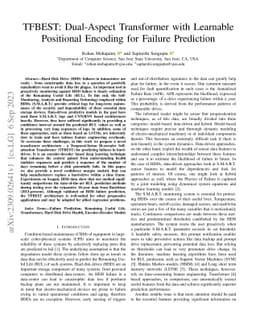TFBEST: Dual-Aspect Transformer with Learnable Positional Encoding for
  Failure Prediction
