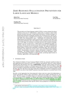 Zero-Resource Hallucination Prevention for Large Language Models
