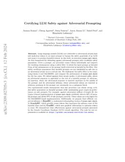 Certifying LLM Safety against Adversarial Prompting