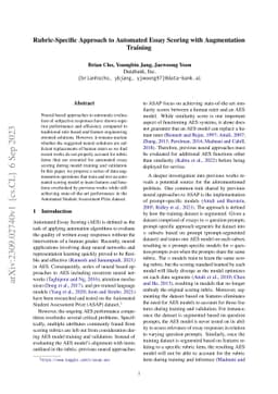 Rubric-Specific Approach to Automated Essay Scoring with Augmentation
  Training
