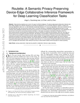 Roulette: A Semantic Privacy-Preserving Device-Edge Collaborative
  Inference Framework for Deep Learning Classification Tasks