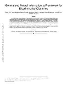 Generalised Mutual Information: a Framework for Discriminative
  Clustering