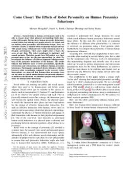 Come Closer: The Effects of Robot Personality on Human Proxemics
  Behaviours