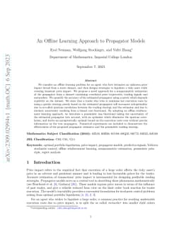 An Offline Learning Approach to Propagator Models