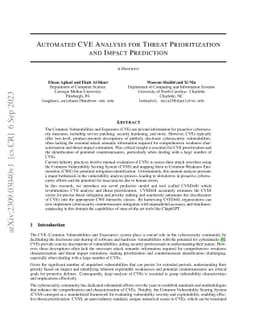 Automated CVE Analysis for Threat Prioritization and Impact Prediction