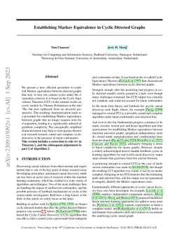 Establishing Markov Equivalence in Cyclic Directed Graphs