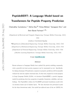 PeptideBERT: A Language Model based on Transformers for Peptide Property
  Prediction