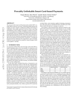Provably Unlinkable Smart Card-based Payments