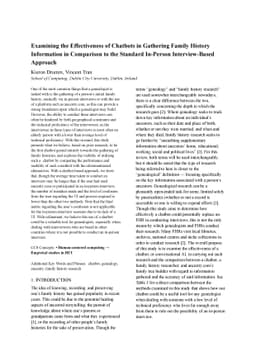 Examining the Effectiveness of Chatbots in Gathering Family History
  Information in Comparison to the Standard In-Person Interview-Based Approach
