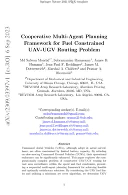 Cooperative Multi-Agent Planning Framework for Fuel Constrained UAV-UGV
  Routing Problem