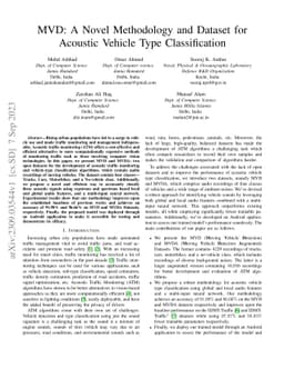 MVD:A Novel Methodology and Dataset for Acoustic Vehicle Type
  Classification