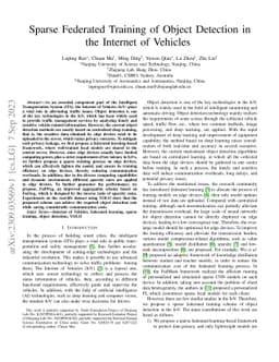 Sparse Federated Training of Object Detection in the Internet of
  Vehicles
