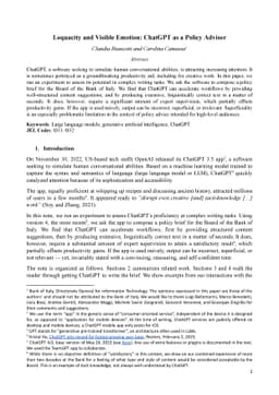 Loquacity and Visible Emotion: ChatGPT as a Policy Advisor