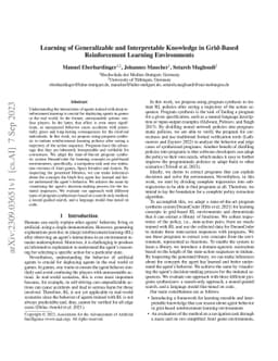 Learning of Generalizable and Interpretable Knowledge in Grid-Based
  Reinforcement Learning Environments