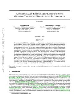 Adversarially Robust Learning with Optimal Transport Regularized Divergences