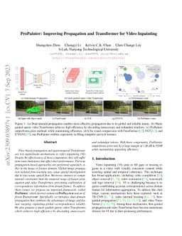 ProPainter: Improving Propagation and Transformer for Video Inpainting