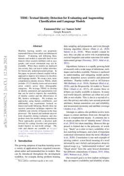 TIDE: Textual Identity Detection for Evaluating and Augmenting
  Classification and Language Models