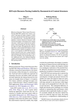 RST-style Discourse Parsing Guided by Document-level Content Structures