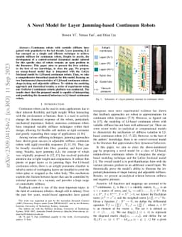 A novel model for layer jamming-based continuum robots