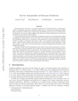 On the Actionability of Outcome Prediction