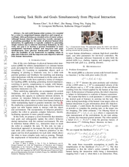 Learning Task Skills and Goals Simultaneously from Physical Interaction