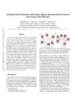 Self-Supervised Transformer with Domain Adaptive Reconstruction for
  General Face Forgery Video Detection