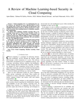 A Review of Machine Learning-based Security in Cloud Computing