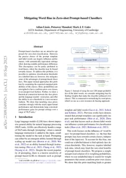 Mitigating Word Bias in Zero-shot Prompt-based Classifiers