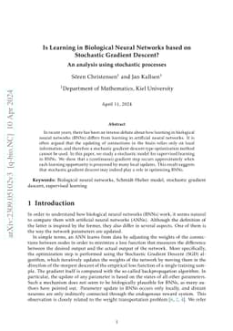 Is Learning in Biological Neural Networks based on Stochastic Gradient
  Descent? An analysis using stochastic processes