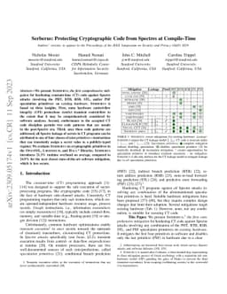 Serberus: Protecting Cryptographic Code from Spectres at Compile-Time