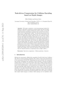 Task-driven Compression for Collision Encoding based on Depth Images
