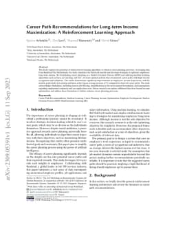 Career Path Recommendations for Long-term Income Maximization: A
  Reinforcement Learning Approach