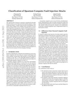 Classification of Quantum Computer Fault Injection Attacks