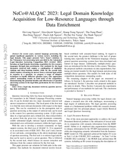 NeCo@ALQAC 2023: Legal Domain Knowledge Acquisition for Low-Resource
  Languages through Data Enrichment