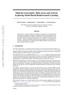 Mind the Uncertainty: Risk-Aware and Actively Exploring Model-Based
  Reinforcement Learning