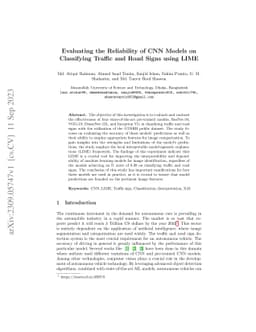 Evaluating the Reliability of CNN Models on Classifying Traffic and Road
  Signs using LIME