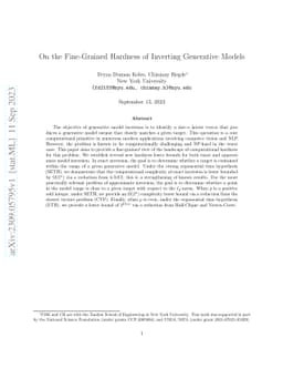 On the Fine-Grained Hardness of Inverting Generative Models