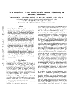 ACT: Empowering Decision Transformer with Dynamic Programming via
  Advantage Conditioning