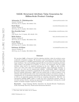 SAGE: Structured Attribute Value Generation for Billion-Scale Product
  Catalogs