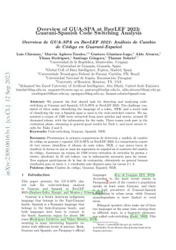 Overview of GUA-SPA at IberLEF 2023: Guarani-Spanish Code Switching
  Analysis