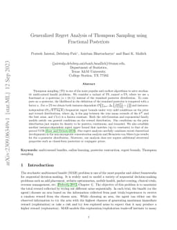 Generalized Regret Analysis of Thompson Sampling using Fractional
  Posteriors