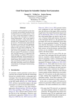 Cited Text Spans for Citation Text Generation