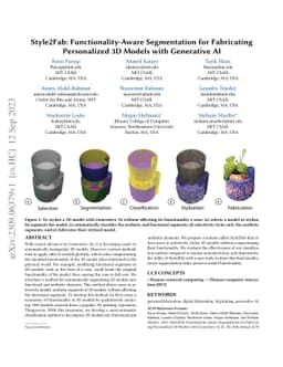 Style2Fab: Functionality-Aware Segmentation for Fabricating Personalized
  3D Models with Generative AI