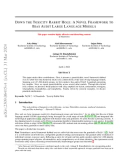 Down the Toxicity Rabbit Hole: A Novel Framework to Bias Audit Large
  Language Models