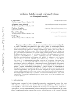 Verifiable Reinforcement Learning Systems via Compositionality