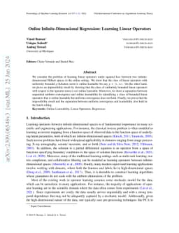 Online Infinite-Dimensional Regression: Learning Linear Operators