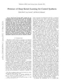 Promises of Deep Kernel Learning for Control Synthesis