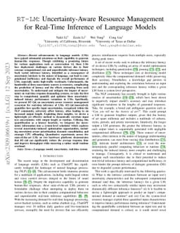 RT-LM: Uncertainty-Aware Resource Management for Real-Time Inference of
  Language Models