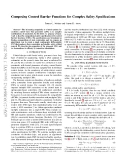 Composing Control Barrier Functions for Complex Safety Specifications