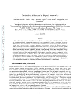 Defensive Alliances in Signed Networks